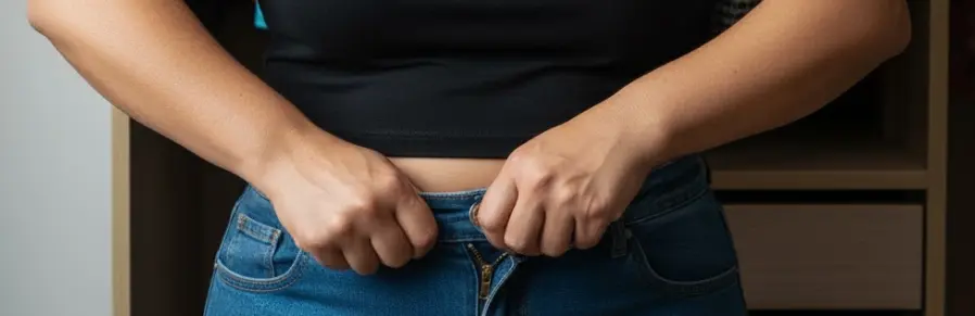 Mujer frustrada con su ropa